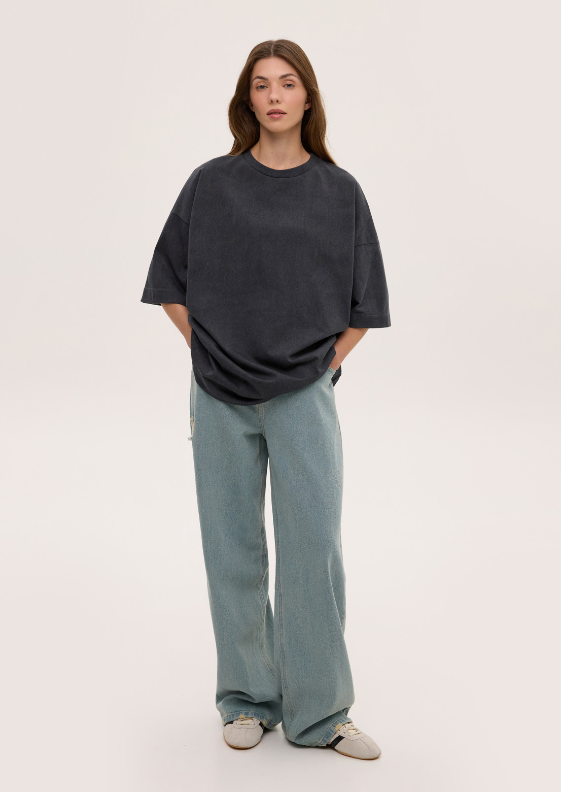 Футболка oversize unisex wash grey